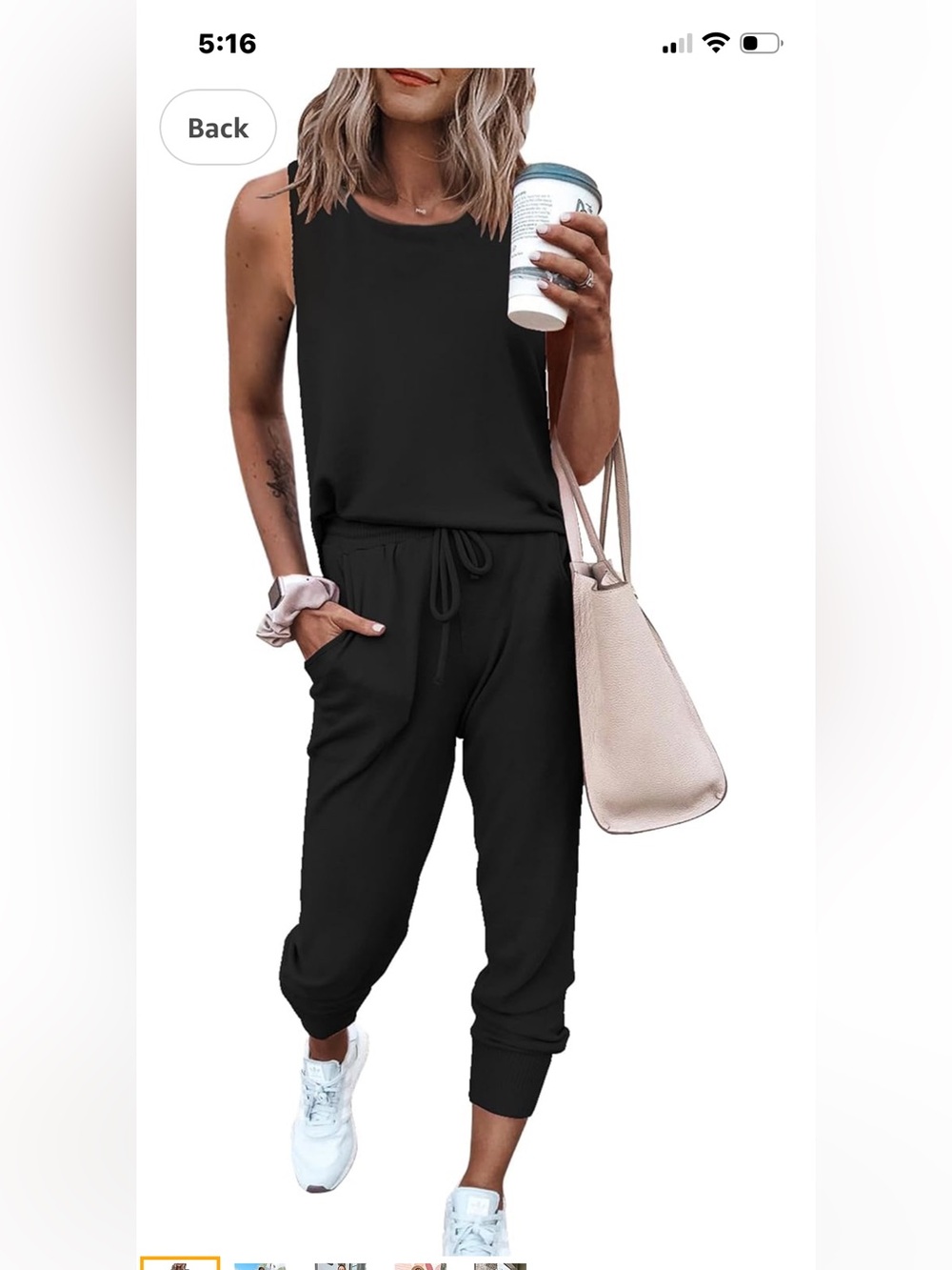 Sleeveless Black 2 piece lounge set Drawstring jogger pant with Pocket